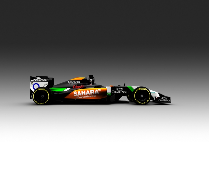 O preto passa em 2014 a ser a cor base do carro da Force India