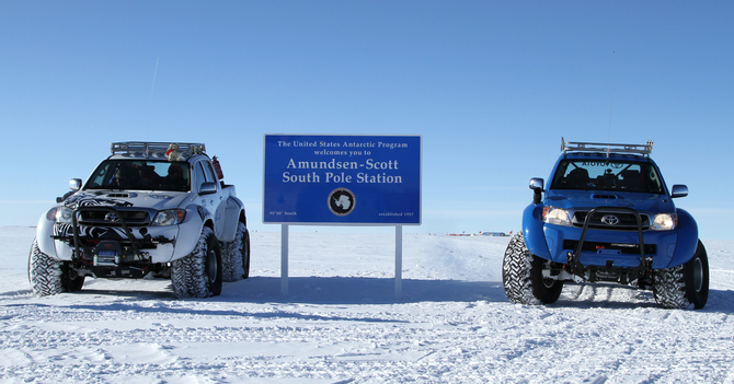 Os Toyota Hilux percorreram 70,000km na Antártida