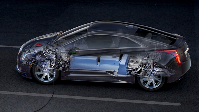 The Cadillac ELR uses a series hybrid where the engine charges the battery