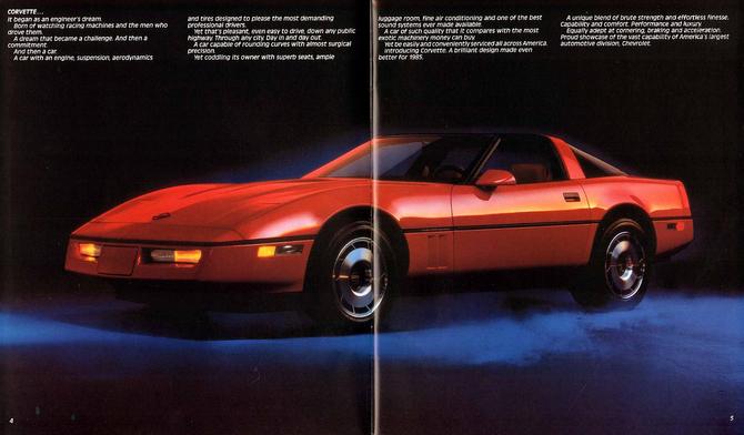 An image from the 1985 Corvette brochure