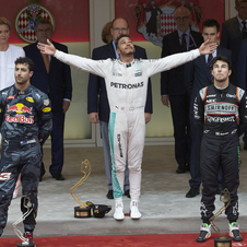 The podium in the principality was completed by Mexican Force India driver Sergio Perez