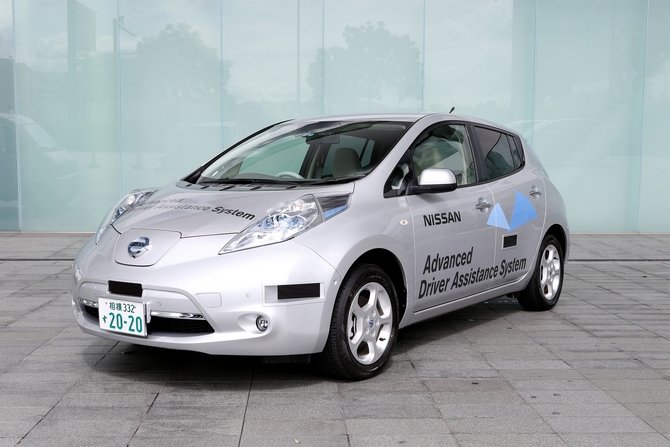 A Leaf is the first vehicle in Japan to be driven autonomously on public roads A Leaf is the first vehicle in Japan to be driven autonomously on public roads