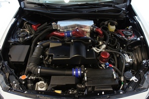 Here is the real business of the car although it is hard to see the turbo or supercharger