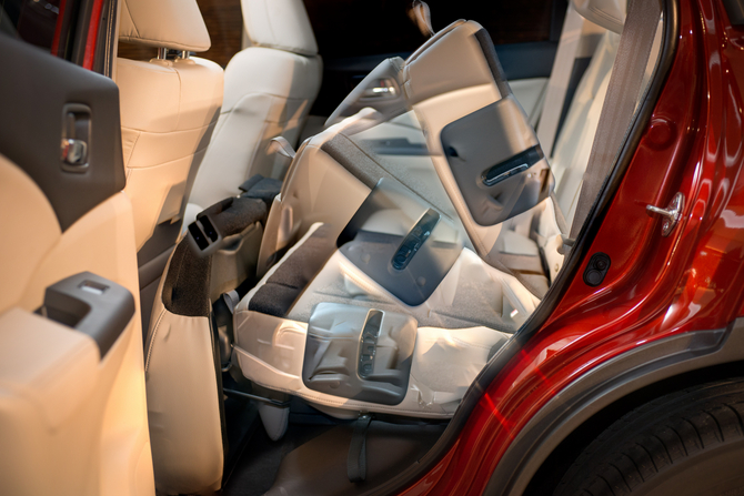 The car has quick-folding rear seats