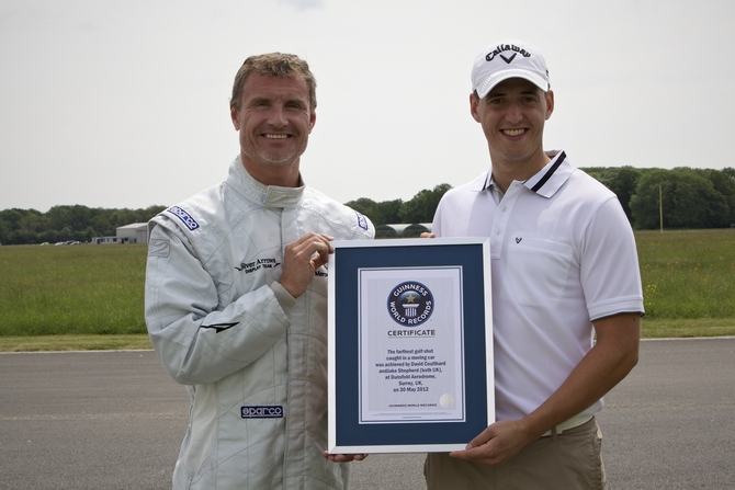 Coulthard Catches World's Longest Golf Shot into a Moving Car