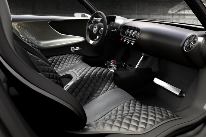 The seats are one expanse of quilted leather