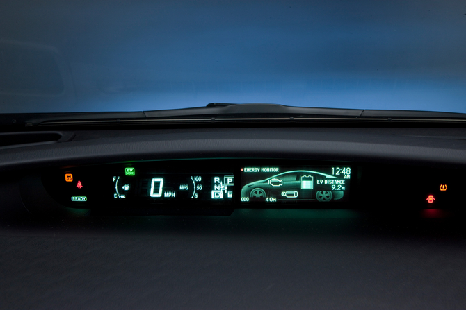 The car also has extra gauges for displaying driving data The car also has extra gauges for displaying driving data
