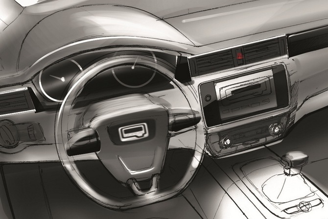 The interior features uses touch and swipe controls