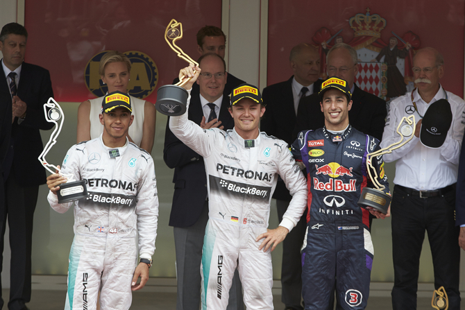 Lewis Hamilton and Daniel Ricciardo completed the podium in the principality