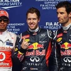 Vettel was first ahead of McLaren's Lewis Hamilton and his team-mate Mark Webber