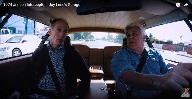 Jay Leno drives the British flaired Jensen Interceptor