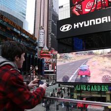 Race a Hyundai from your Iphone on a Billboard Above Times Square