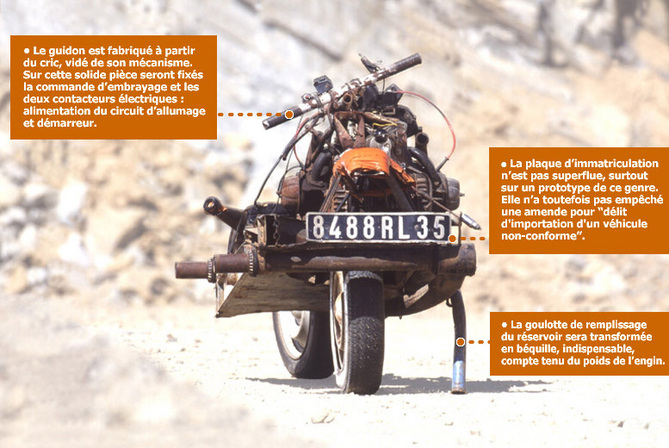 Stranded in the desert, man builds motorcycle from broken 2CV