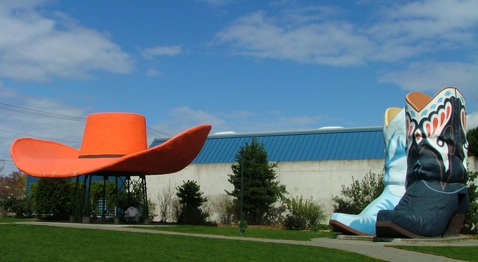 Hat and boots gas station