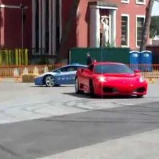 Ferrari 430 defies police Lamborghini in Italy